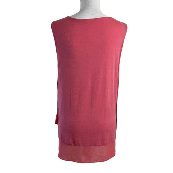 Vince Camuto Pink Sleeveless Tank Top Blouse Size Large Chiffon Hem Trim Flowy - Picture 3 of 7